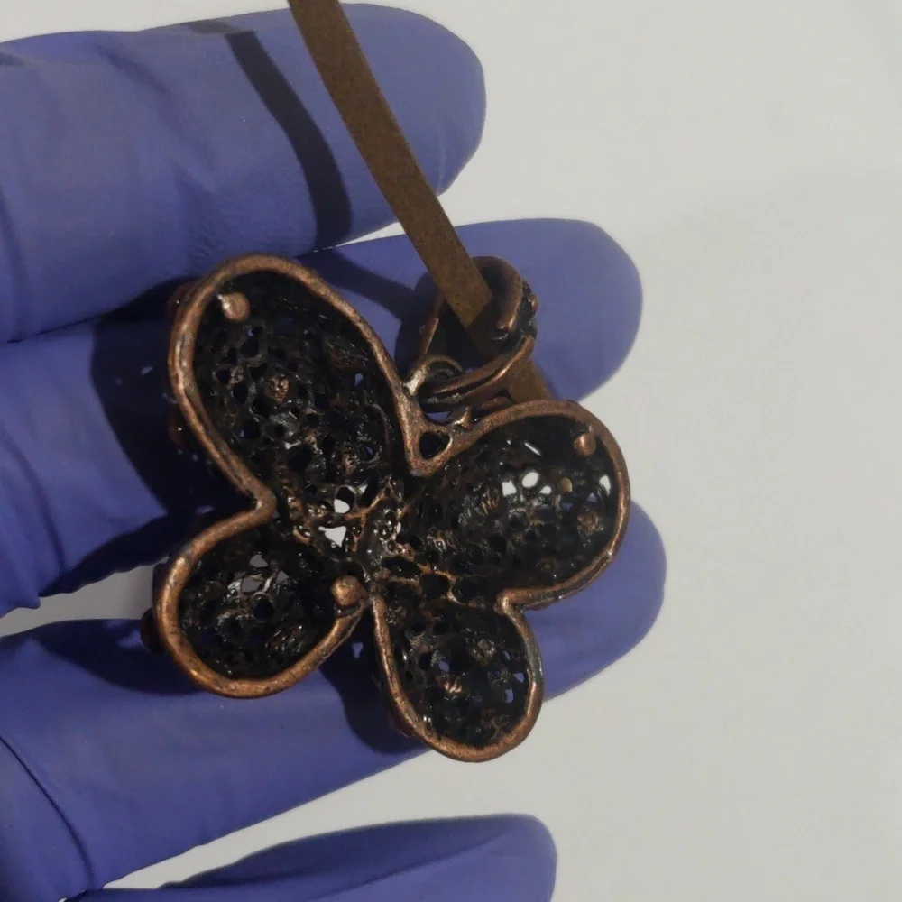 Brown Cord Filigree Butterfly Design Pendant Necklace - Women's Fashion Jewelry
